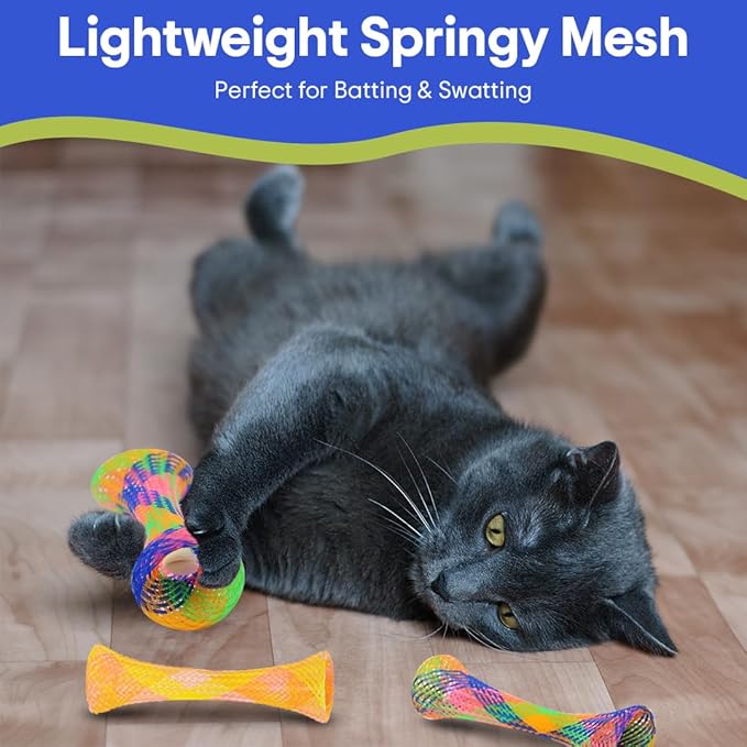 SPOT Kitty Fun Tubes Cat Toy | Bouncy Cat Toy with Catnip Inside for Cats and Kittens to Bite, Swat and Chase | Interactive Cat Toy | 3 Pieces