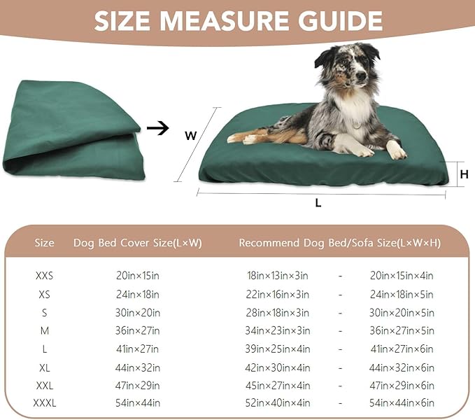 Dog Bed Cover Waterproof Replacement Machine Washable Covers for Dog Bed Heavy Duty Scratch Resistant Mattress Protector Pet Bed 54x44 Inch Dark Green Cover Only