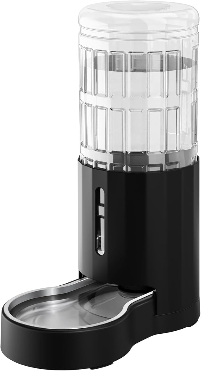 CZPET 2.5 Gallon Dog Water Bowl Dispenser, Automatic Dog and Cat Water Dispenser with Stainless Steel Bowl, Gravity Waterer, Large Capacity, and Quiet Drinking Area for Pets (9.5L,Black)