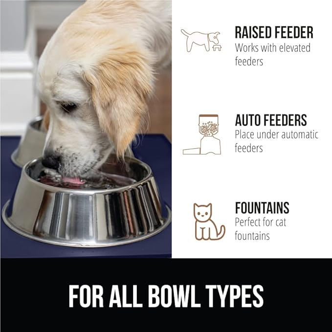 GORILLA GRIP 100% Waterproof Raised Edge BPA Free Silicone Pet Feeding Mat, Dog Cat Food Mats Contain Spills Protects Floors, Placemats for Cats and Dogs Water Bowl, Pets Accessories 28x18 Navy