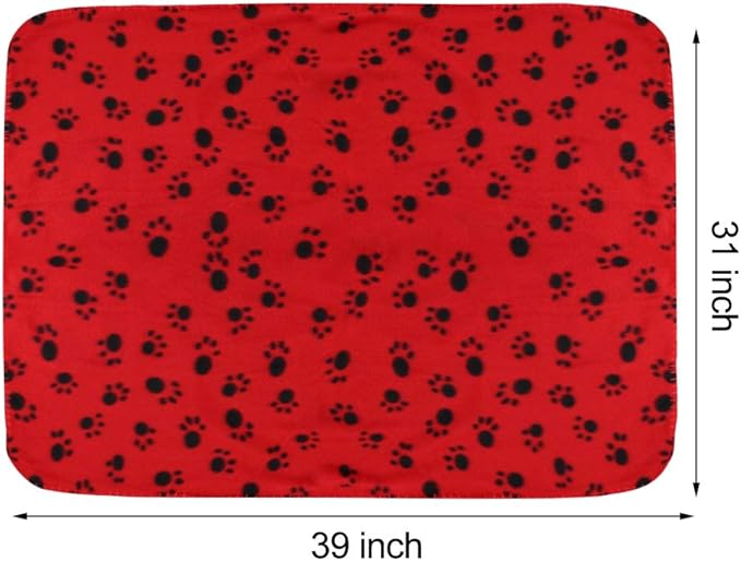 Comsmart Dog Blankets for Small Dogs, 6 Pack Puppy Blanket Cute Paw Print Pet Blanket for Dog, Puppy, Cat, Kitten, 39x31 inches, Red