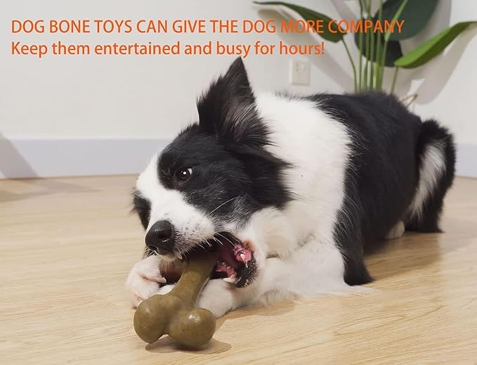 Tough Dog Toys for Aggressive Chewers, Indestructible Dog Toys, Nylon Dog Bones, Durable Tough Puppy Teething Toys, Interactive Dog Toys for Medium Large Breed, Best Gift for Dogs, Beef Flavor
