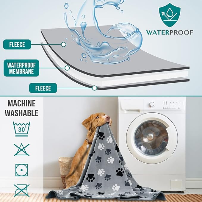 PetAmi Waterproof Pet Blanket Dog Bed Couch Cover for Furniture, Reversible Washable Soft Fleece