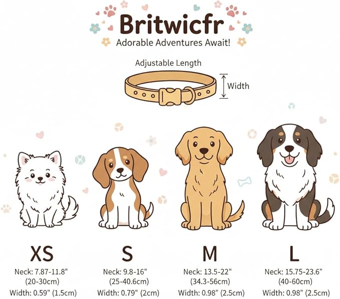 Blue Dog Collar for Large Dogs, Boy Girl Dog Collar with Ice Cream Pattern for Spring Summer, Breathable Adjustable Large Collars for Male Female Dogs, L