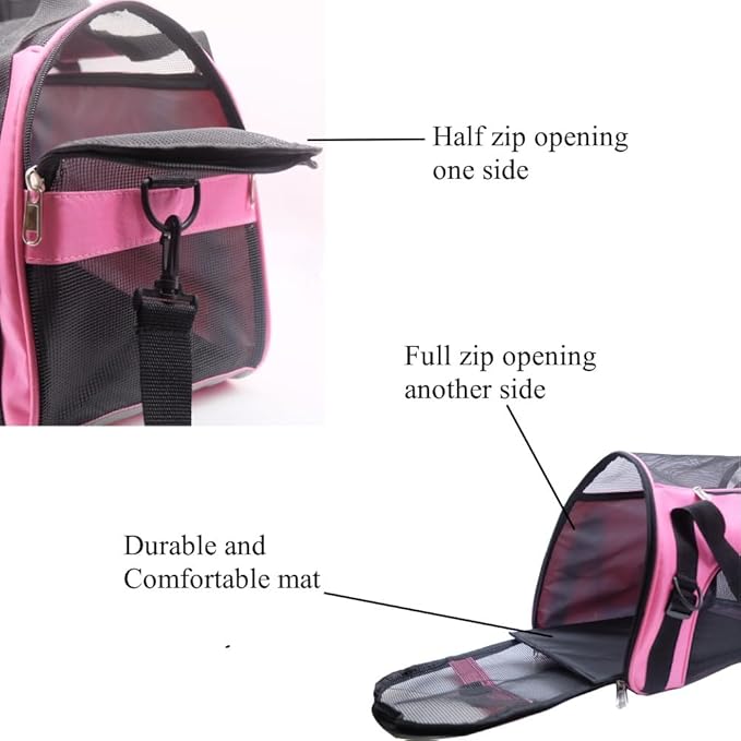 Cat Carrier,Soft-Sided Pet Travel Carrier for Cats,Dogs Puppy Comfort Portable Foldable Pet Bag Airline Approved (LightPink)