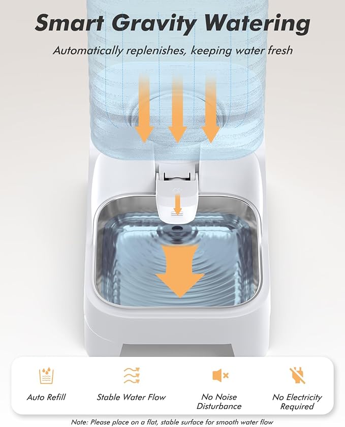 Automatic Dog Water Bowl Dispenser with Patented Faucet - 8L Large Gravity Cat Water Dispenser with Filter & Adjustable Base, Wide Mouth for Easy Clean, BPA-Free, Stainless Steel Pet Waterer for Pets