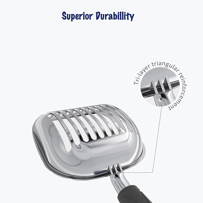 WePet Cat Litter Scoop, Aluminum Alloy Sifter, Kitty Metal Scooper, Deep Shovel, Long Handle, Poop Sifting, Kitten Pooper Lifter, Durable, Heavy Duty, for Litter Box