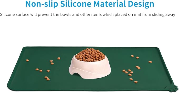 AUDWUD Silicone Waterproof Pet Feeding Mats,Anti Slip Bowl Pad, Dog Mat for Food and Water