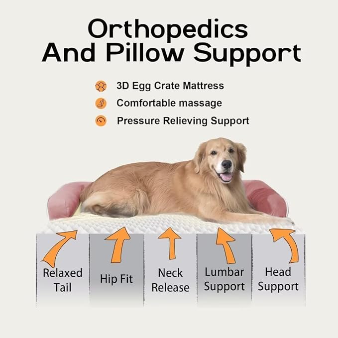 Small Dog Bed Waterproof Orthopedic Dog Beds for Medium Sized Dogs Comfy Pet Cat Bed with Sides, Washable Removable Cover