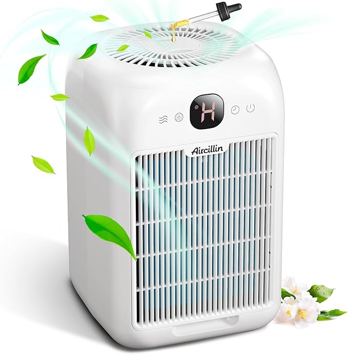 Air Purifiers for Home Bedroom Up to 908 Sq Ft, Air Purifiers with HEPA Filter Aromatherapy,Turbo Boost Button, Sleep Mode, White