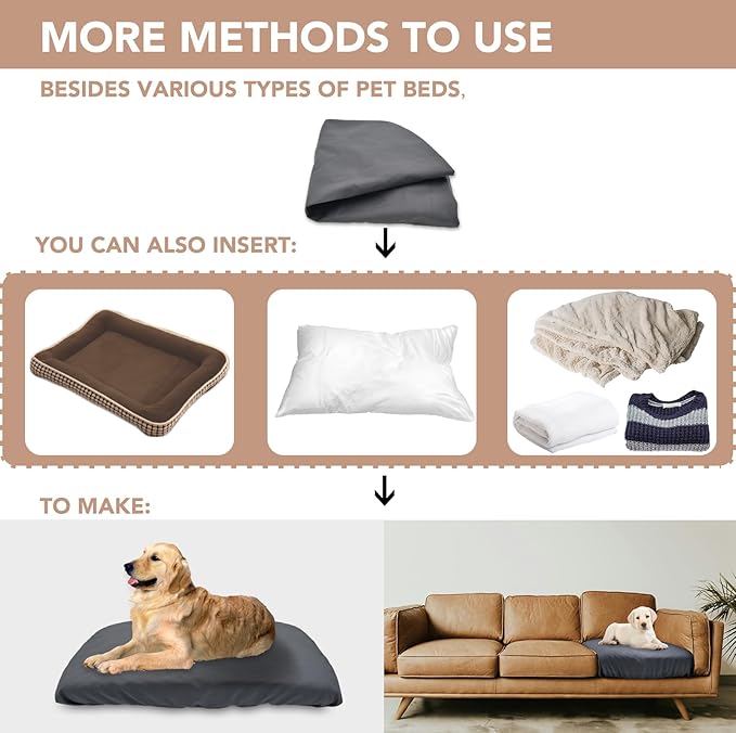 Dog Bed Cover Waterproof Replacement Machine Washable Covers for Dog Bed Heavy Duty Scratch Resistant Mattress Protector Pet Bed 30x20 Inch Grey Cover Only