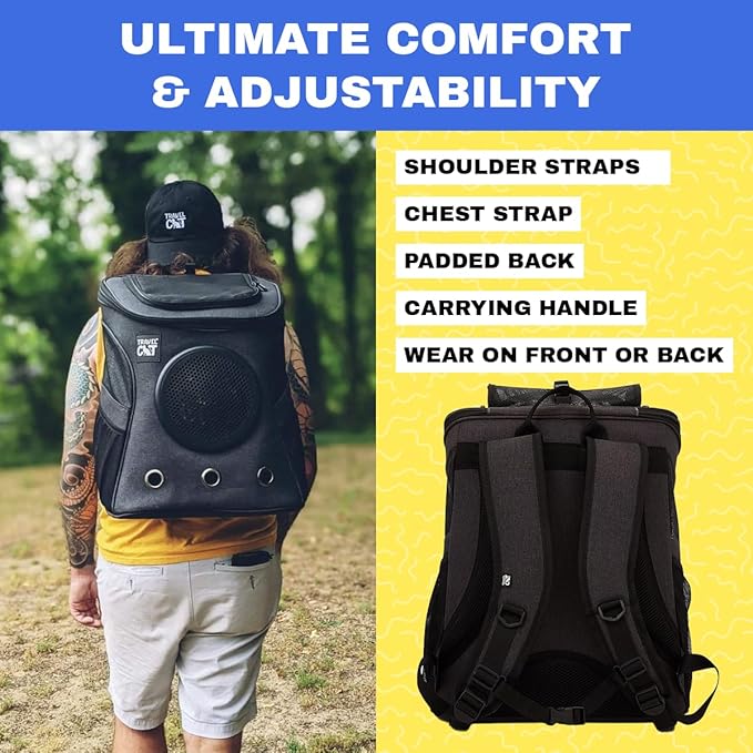Fat Cat Backpack Carrier - Airline Approved Cat Carrier with Space Capsule Bubble for for Small Cats, Kitten - Premium Charcoal Cat Carrier Backpack for Outdoor, Travel, Hiking, Pet Supplies