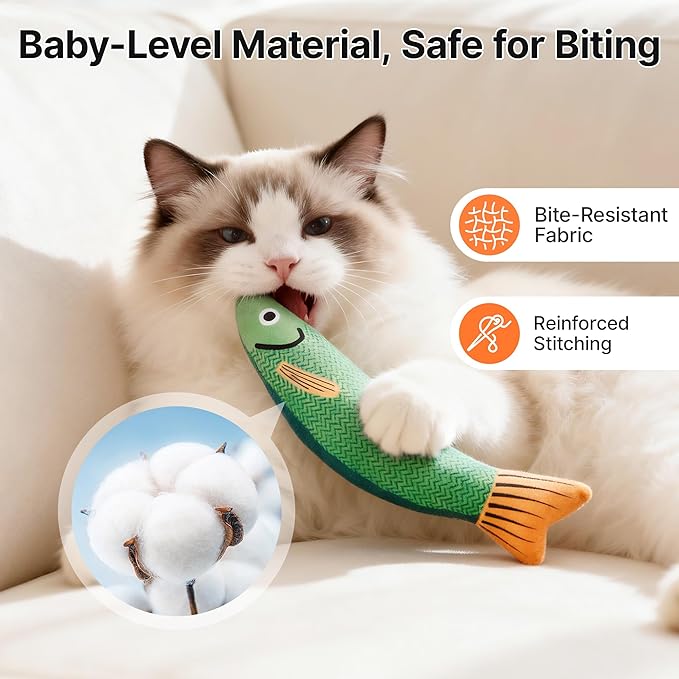 Potaroma Cat Toys Saury Fish, 3 Pack, Catnip Crinkle Sound, Soft and Durable, Interactive Kitten Kicker for Indoor Kitty Exercise 9.4 Inches for All Breeds