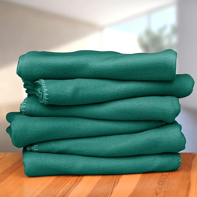 Fleece Throw Blanket Bulk Fleece Blankets Solid Lightweight Warm Soft Cozy Pet-Friendly for Home Bed Sofa Couch Dorm Office Wedding Gifts Travel Airplane Seasons (Dark Green, Pack of 6-50x60 Inches)