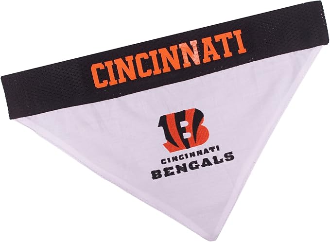 Pets First NFL DOG BANDANA - CINCINNATI BENGALS REVERSIBLE PET BANDANA. 2 Sided Sports Bandana with a PREMIUM Embroidery TEAM LOGO, Large/X-Large. - 2 Sizes & 32 NFL Teams available