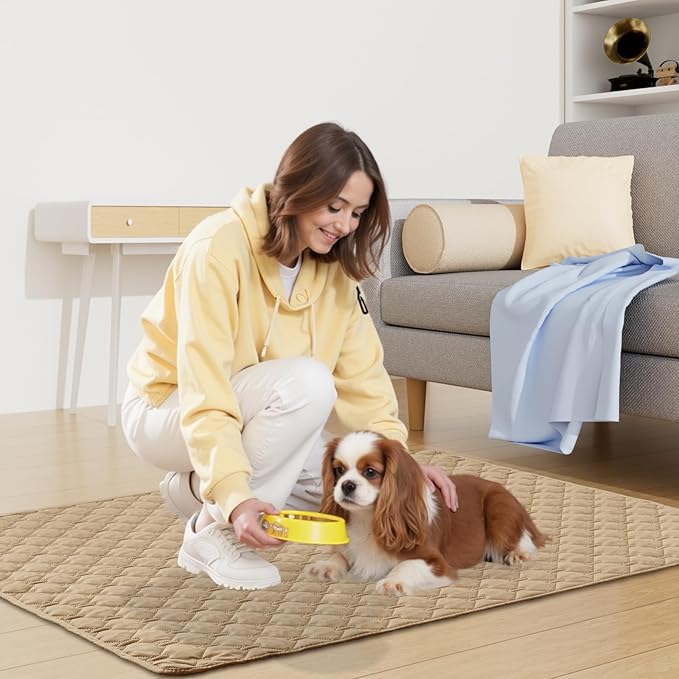 Smiry Waterproof Dog Bed Cover Blanket, Soft Reversible Pet Blanket, Washable Leakproof Cats Dogs Couch Cover for Sofa, Couch, Furniture (82x82 Inch, Camel/Beige)