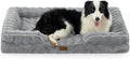 Orthopedic Dog Bed for Large Size Dog, Soft and Warm Faux Fur Extra Large Sofa for Pet Up to 100 lbs, Foam Bolster Anti-Slip Couch with Washable Removable Cover, XL 44x32x7 inch, Grey