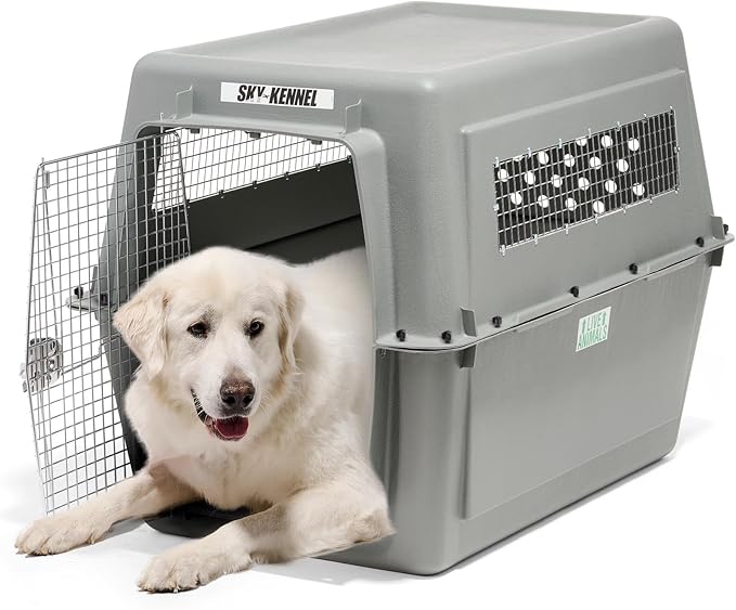 Petmate Sky Kennel IATA Airline Compliant Plastic Dog Crate For Air and Land Travel, Giant 48" L For Pets 90-125 lbs, Heavy Duty Dog Kennel, Made in the USA