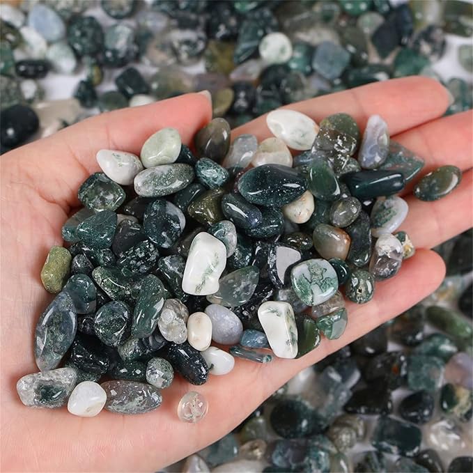 1lb Aquatic Agate Aquarium Gravel Rocks Natural Tumbled Healing Crystal Chips Bulk Gemstones Crushed Stones for Fountain Vase Filler Planters Decorative Fish Tank Potted Reiki Energy Balancing