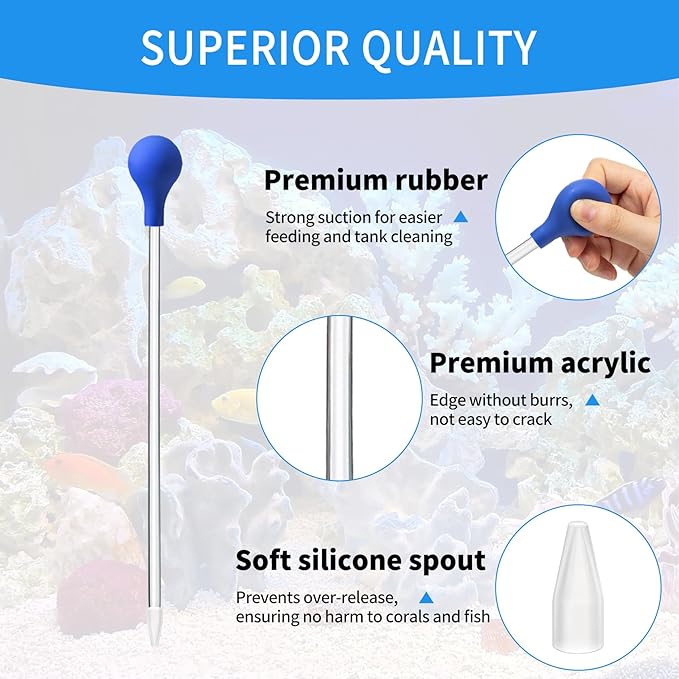 1 Pc 18.5 in Long Pipette with 1 Pc Stainless Steel Feeding Long Tweezers for Fish Tank Coral Food Feeder Long Syringe Aquarium Coral Feeding Tube for Marine Fish Reef Aquatic Plant