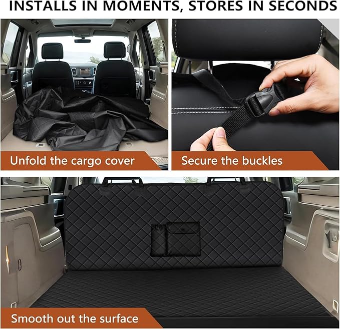 Universal Cargo Liner for SUV – Waterproof Dog Trunk Mat, Non-Slip Back Seat Protector, Car Bed Cover, Pet Barrier, Rear Liner Accessories for Trucks & Sedans, Universal Fit Trunk Cover
