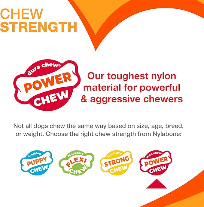 Nylabone Power Chew Classic Bone Chew Toy for Dogs, Durable Dog Toys for Aggressive Chewers, Peanut Butter Flavor, Large/Giant - Up to 50 lbs. (1 Count)