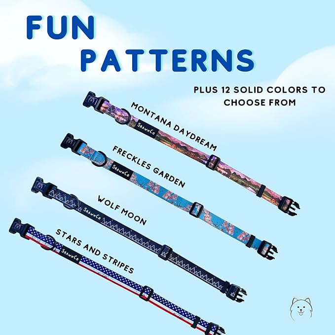 ShawnCo Dream Walk Dog Collar- Premium, Adjustable and Comfortable Pet Collar for Small, Medium, Large and Extra Large Dogs (USA Flag,L)