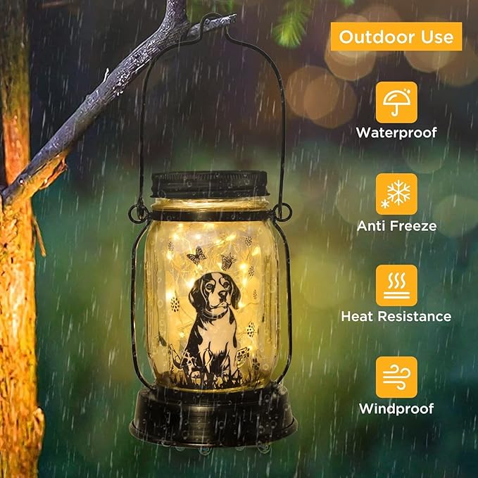 Beagle Gifts for Women/Men Beagle Solar Lanterns Dog Mom Birthday Dog Lovers Lantern Pet Loss Pet Memorial Lights Solar Garden Decoration Outside for Yard, Patio,Backyard,Porch