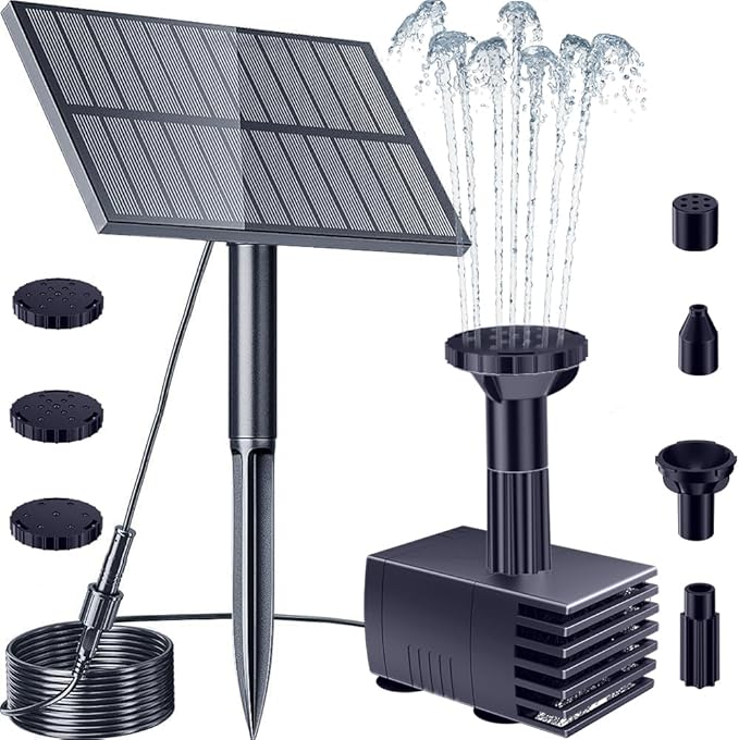 Biling Solar Water Pump Outdoor, Upgraded Solar Fountain Pump Kit with Stake, Solar Powered Water Pump for Bird Bath, Garden, Backyard, Pool, Fish Tank