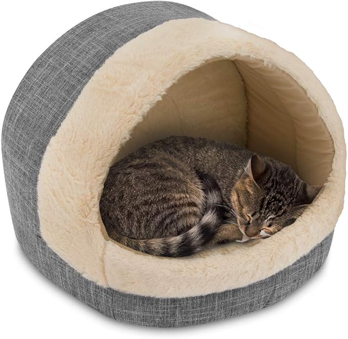 Best Pet Supplies Dog House Bed Crate Mat Tent Indoor Round Soft Plush for Small, Medium, and Large Breeds - Gray, 17 x 15 x 14"
