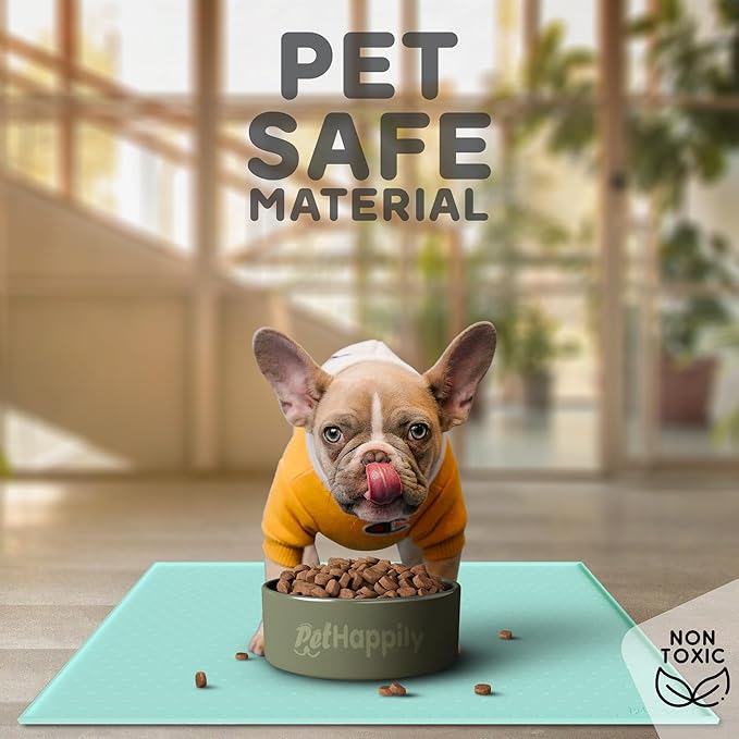 Dog Food Mat - Raised Edges Dogs Mat for Food and Water Prevent Spill, Waterproof Cat Food Mats Protect Floors, Easy Clean Dog Bowl Mats for Food and Water, Silicone Pet Food Tray