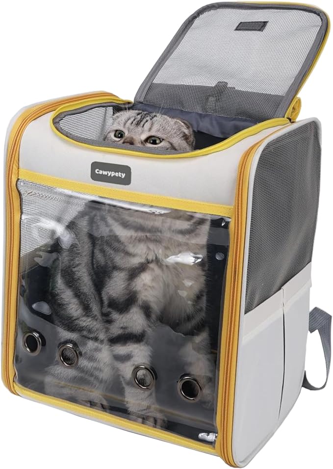 Cat Backpack Carrier, Collapsible and Breathability Cat Carrier Large for Cat Under 16 lbs, Dog and Small Pet Carrier Bag Used in Travel, Car