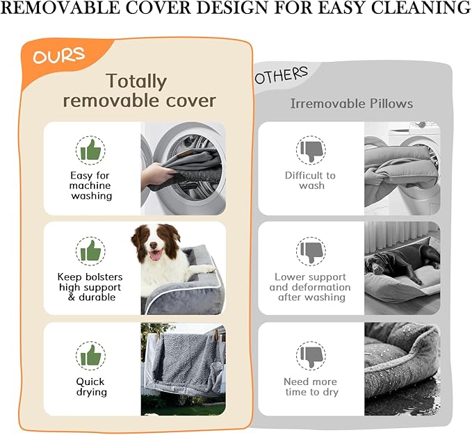 Comfort Expression Orthopedic Dog Bed for Medium Dogs 30x20 Inch, Waterproof Egg Crate Foam Medium Pet Bed with Removable Bolsters, Dog Couch with Washable Cover & Non-Slip Bottom, Light Green