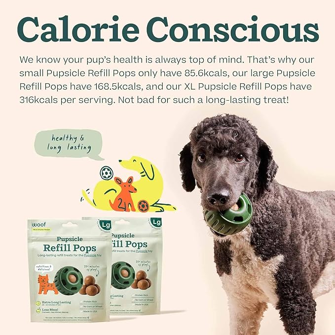 WOOF Pupsicle Refill Pops, Delicious Long Lasting Dog Treats, Pre-Made Pupsicle Refills for Dogs, Wholesome Ingredients, Low-Mess Chicken Pet Treats - XL Pops - 5 Count