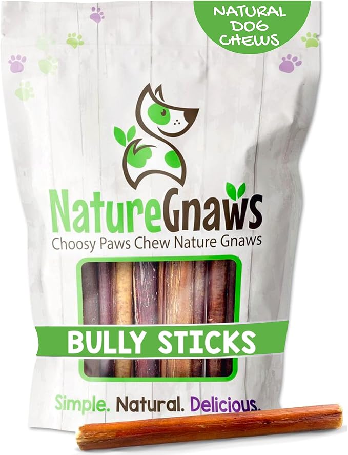 Nature Gnaws Bully Sticks for Dogs 5-6" (1Lb) - Mixed Thickness - Long Lasting for Aggressive Chewers and Large Dogs - Natural Beef Dog Chew Bones