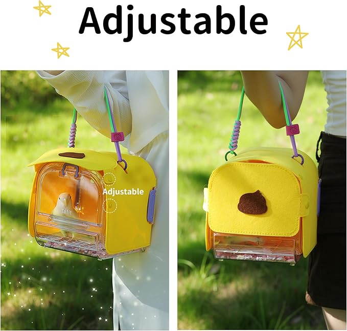 Bird Travel Carrier Cage with Metal Perch, Bottom Mesh, Food Bowl Tray, Cage Cover & Breathable Clear Ventilation for S/M Birds, Conures, Parakeets, Budgies, Canaries, Lovebirds - Purple