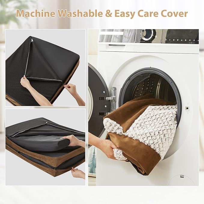WNPETHOME Orthopedic Dog Beds for Large Dogs, Waterproof Memory Foam Large Dog Bed with Sides, Non-Slip Bottom and Egg-Crate Foam Big Pet Couch Bed with Washable Removable Cover