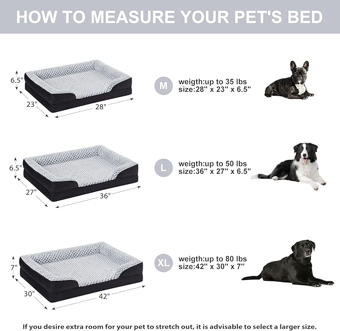Orthopedic Dog Bed for Medium Dogs, Egg Crate Foam Bed for Medium Dogs, Equipped with Removable Waterproof Pillow Cover and Anti-Slip Bottom, Pet Bed