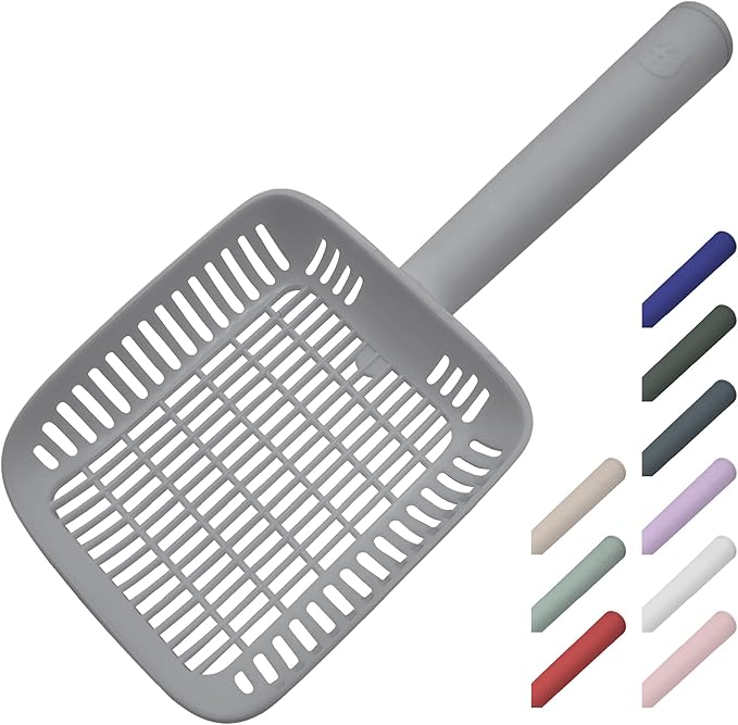 TypeC Cat Litter Scoop - Small Holes (0.11in) Big Size Scooper - Long Handle & Easy Cleaning - Hanger for Litter Box