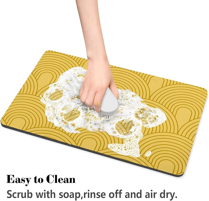 Dog Food Mats for Floors Absorbent, Pet Cat Food Mat - Quick Dry Dog Bowl Mats for Food and Water, Eco-Friendly Boho Pet Supplies