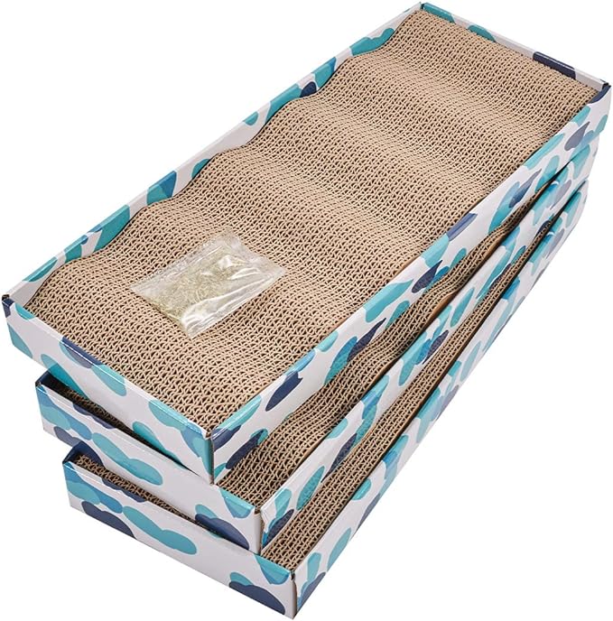 PEEKAB Cat Scratcher Cardboard Reversible Cat Scratch pad Kitty Corrugated Scratching Board Bed Catnip Included