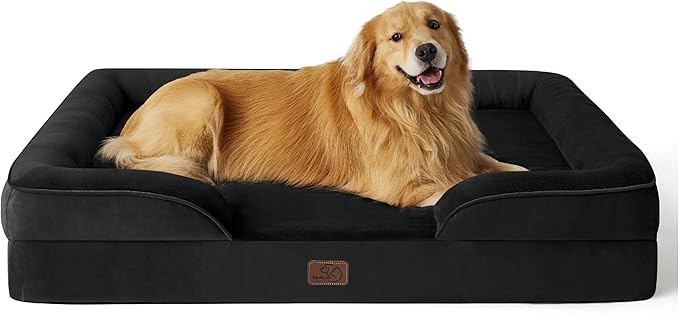 Bedsure XL Plus Orthopedic Dog Bed for Extra Large Dogs - Washable XLarge Dog Cat Bed Waterproof, Comfort Dogs Couch Sofa with Washable Removable Cover, Pet Bed with Nonskid Bottom, Black, 48"