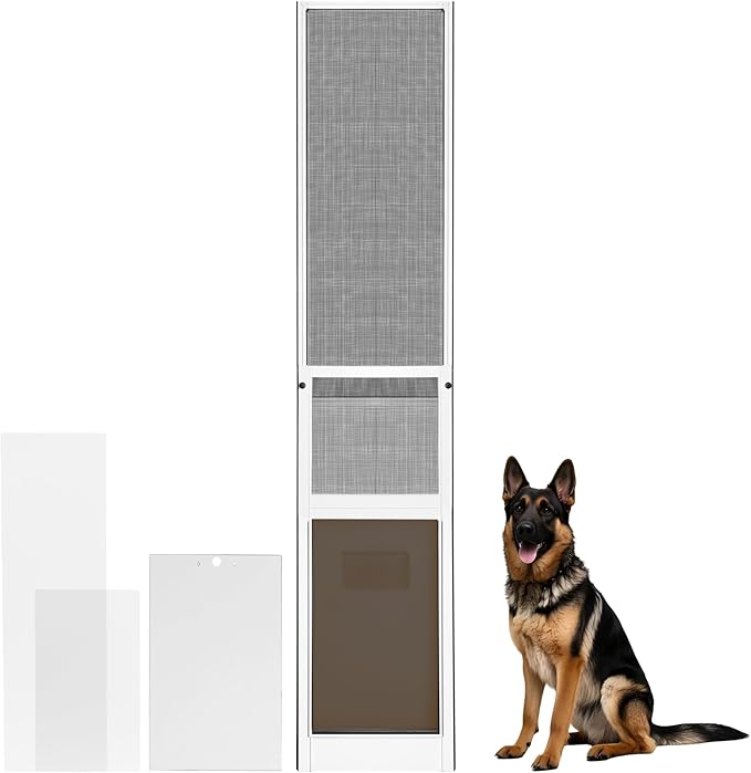 XL Dog Door for Sliding Glass Door, Extra Large Patio Doggy Door Insert for Sliding Door, Height Adjustable from 44" to 84", Flap Width: 14 inch