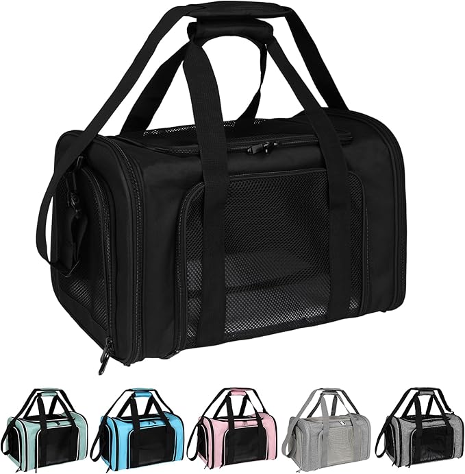 Top tasta Dog Cat Carrier Pet Carriers for Small Medium Large Cats Dogs Carrier Soft Sided Small Puppy Dog Carrier Portable Foldable Airline Approved Dog Cat Travel Carrier Black Medium