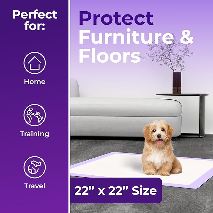 GREEN LIFESTYLE Pee Pads - Super Absorbent & Leak-Proof Pee Pads for Dogs - Puppy Pads - Waterproof Dog Pads, Lavender Scented Dog Training Pads for Cats, Rabbits (Pack of 80 - 22x22)