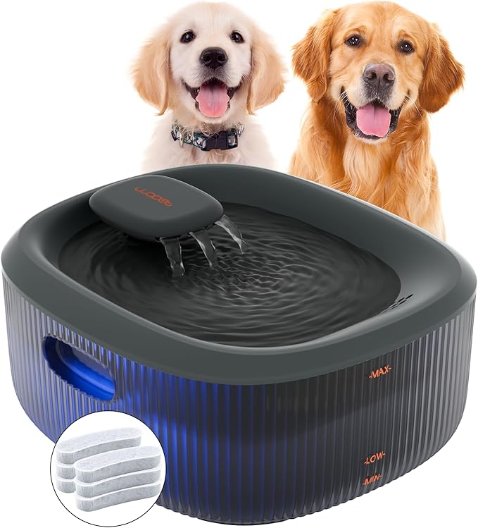WOPET Dog Water Fountain for Large Dogs, 6L/205oz/1.7Gal Automatic Dog and Cat Water Fountain,Dog Water Dispenser with 6 Filters,Ultra-Quiet Pump,Great for Large Dogs Cats and Multi-Pet Home