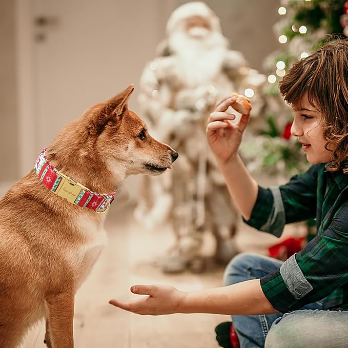 Unique style paws Christmas Dog Collar Metal Buckle Christmas Tree Puppy Collar Gift Durable Cute Collar for Small Medium Large Boys Girls Dogs