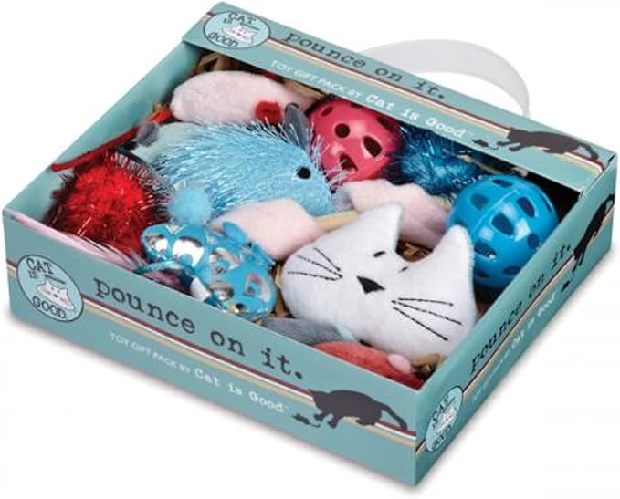 12-Piece Pounce Toy Gift Box – Pounce on It Assorted Toys Keep Cats and Kittens Entertained Safely