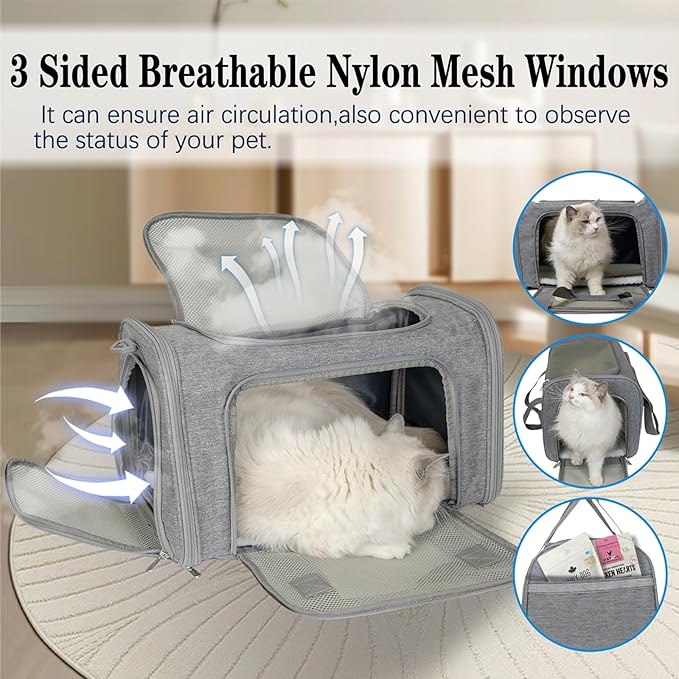 Top tasta Dog Cat Carrier Pet Carriers for Small Medium Large Cats Dogs Carrier Soft Sided Small Puppy Dog Carrier Portable Foldable Airline Approved Dog Cat Travel Carrier Grey Large