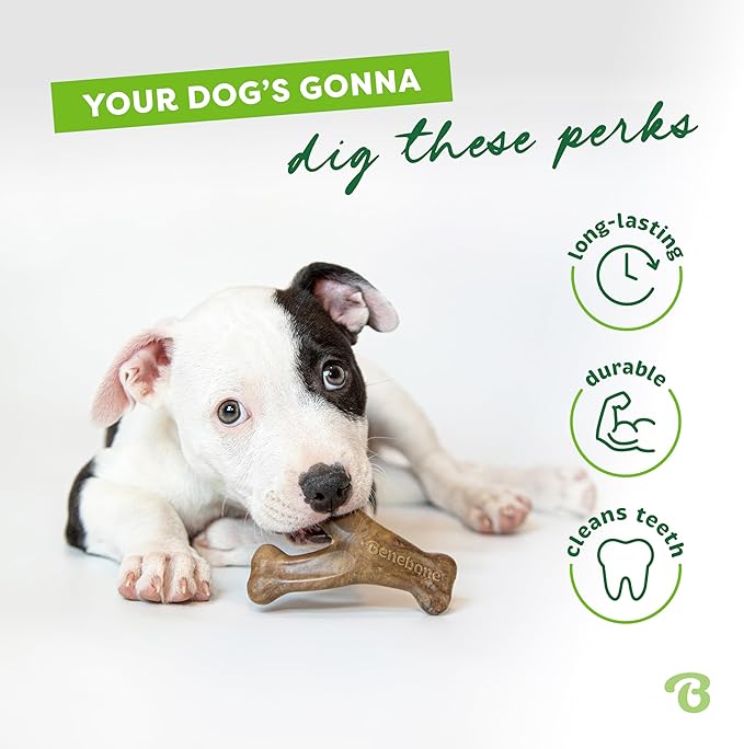 Benebone Wishbone Durable Dog Chew Toy for Aggressive Chewers, Real Bacon, Made in USA, Tiny